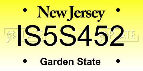 IS5S452 New Jersey License Plate