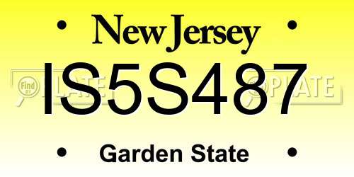 IS5S487 New Jersey License Plate