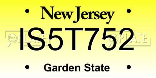 IS5T752 New Jersey License Plate