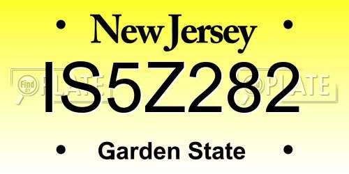 IS5Z282 New Jersey License Plate
