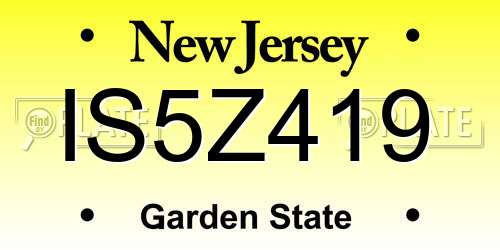 IS5Z419 New Jersey License Plate