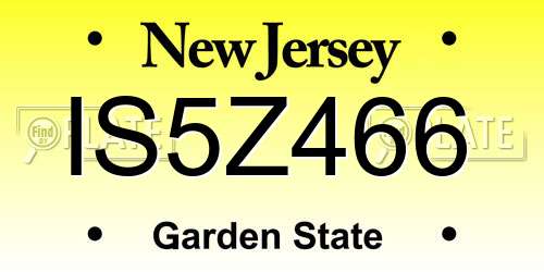 IS5Z466 New Jersey License Plate