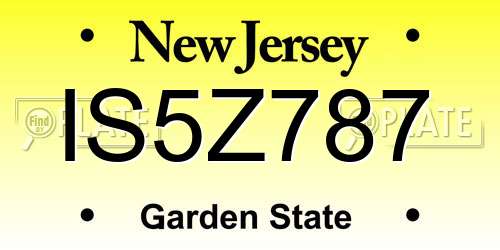 IS5Z787 New Jersey License Plate