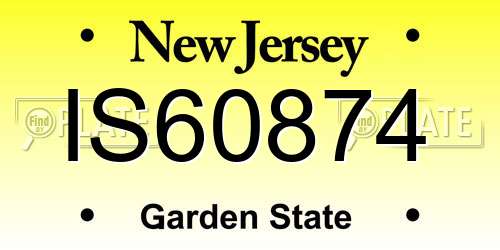 IS60874 New Jersey License Plate