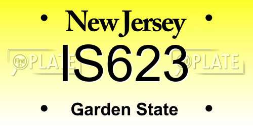 IS623 New Jersey License Plate