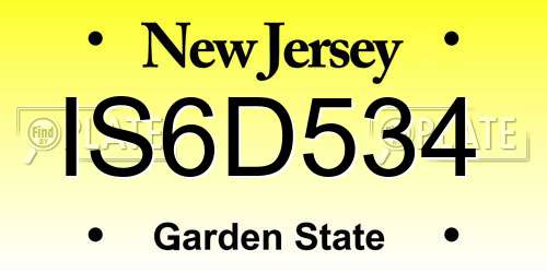 IS6D534 New Jersey License Plate