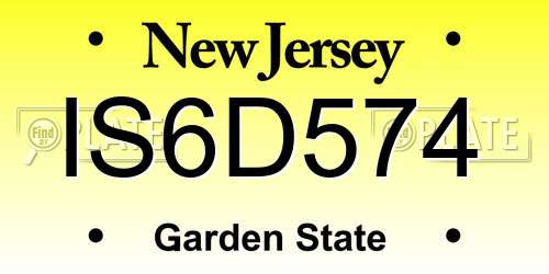 IS6D574 New Jersey License Plate