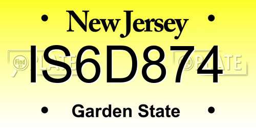 IS6D874 New Jersey License Plate