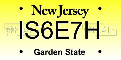 IS6E7H New Jersey License Plate