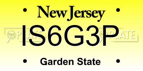 IS6G3P New Jersey License Plate