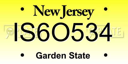 IS6O534 New Jersey License Plate