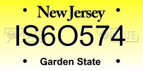 IS6O574 New Jersey License Plate