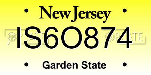IS6O874 New Jersey License Plate
