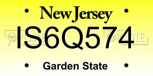 IS6Q574 New Jersey License Plate