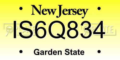 IS6Q834 New Jersey License Plate
