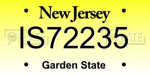 IS72235 New Jersey License Plate