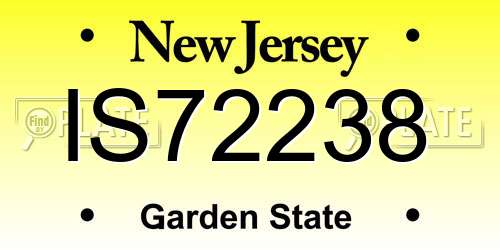 IS72238 New Jersey License Plate