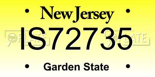 IS72735 New Jersey License Plate