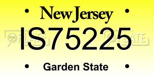 IS75225 New Jersey License Plate