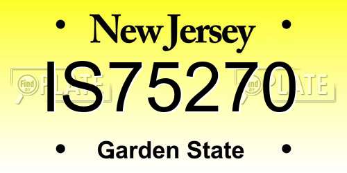 IS75270 New Jersey License Plate
