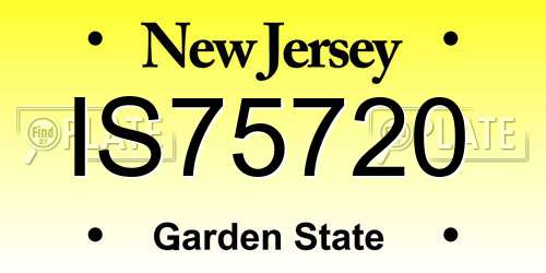 IS75720 New Jersey License Plate
