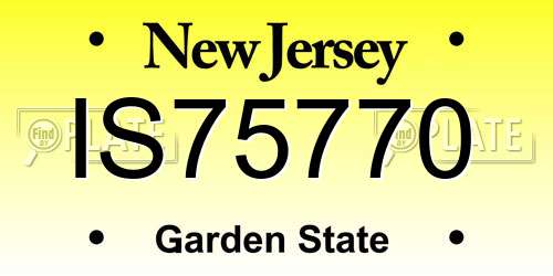 IS75770 New Jersey License Plate