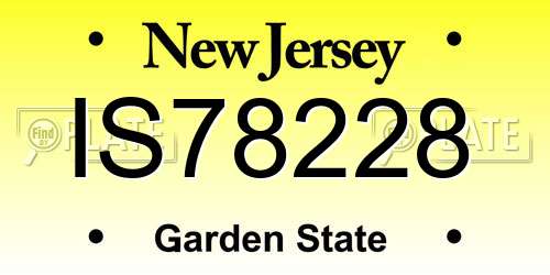 IS78228 New Jersey License Plate