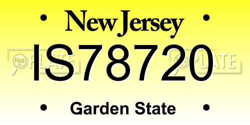 IS78720 New Jersey License Plate