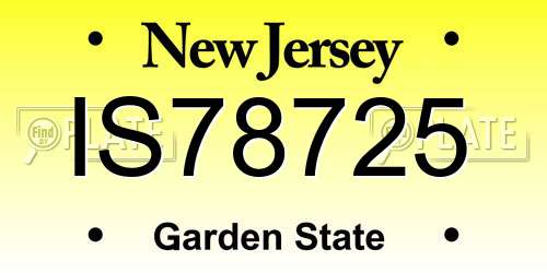 IS78725 New Jersey License Plate