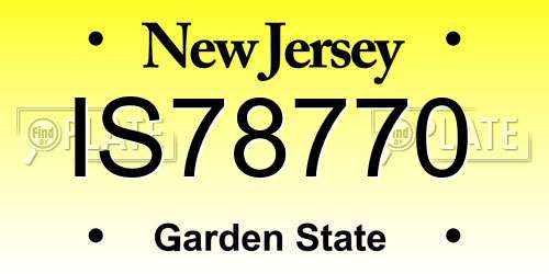IS78770 New Jersey License Plate