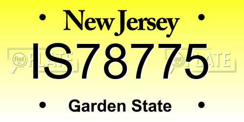 IS78775 New Jersey License Plate
