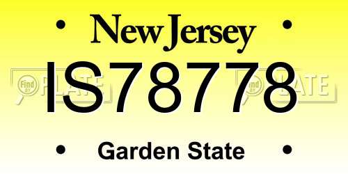 IS78778 New Jersey License Plate