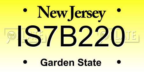 IS7B220 New Jersey License Plate