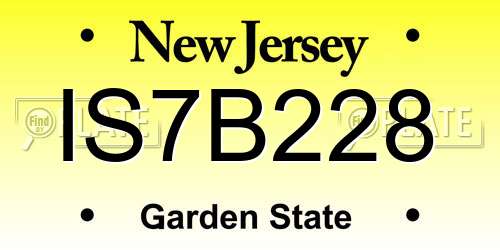 IS7B228 New Jersey License Plate