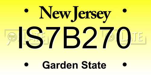 IS7B270 New Jersey License Plate