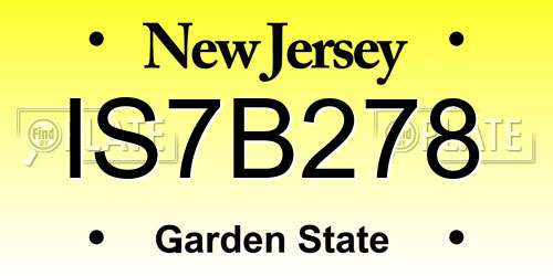 IS7B278 New Jersey License Plate