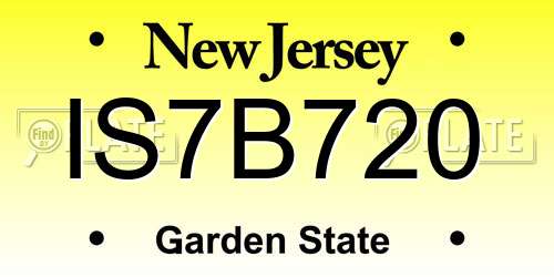 IS7B720 New Jersey License Plate