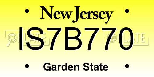 IS7B770 New Jersey License Plate