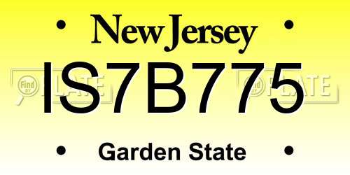 IS7B775 New Jersey License Plate