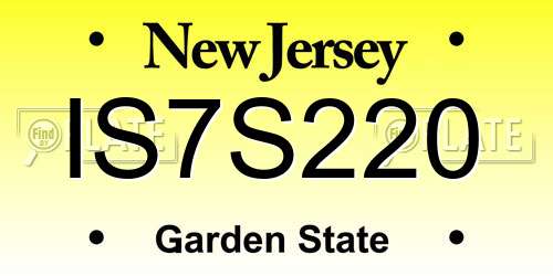 IS7S220 New Jersey License Plate