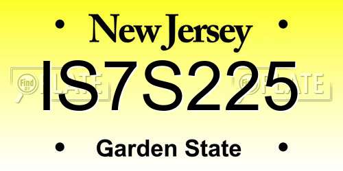 IS7S225 New Jersey License Plate