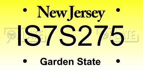 IS7S275 New Jersey License Plate