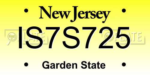 IS7S725 New Jersey License Plate