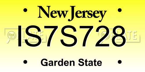 IS7S728 New Jersey License Plate