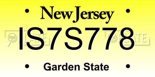IS7S778 New Jersey License Plate