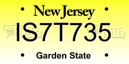 IS7T735 New Jersey License Plate