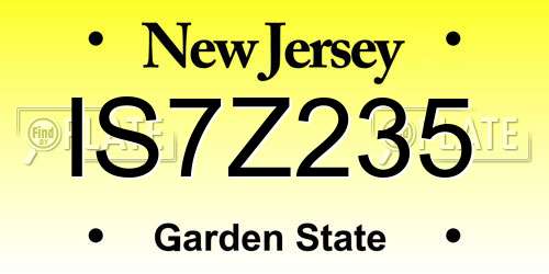 IS7Z235 New Jersey License Plate