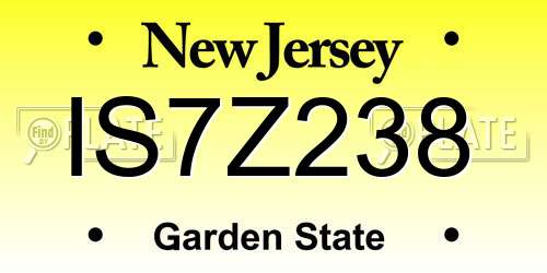 IS7Z238 New Jersey License Plate
