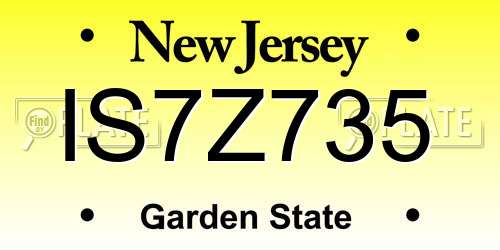 IS7Z735 New Jersey License Plate