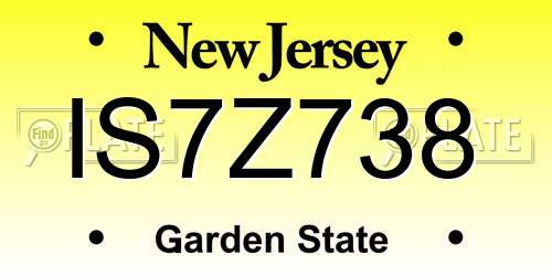 IS7Z738 New Jersey License Plate